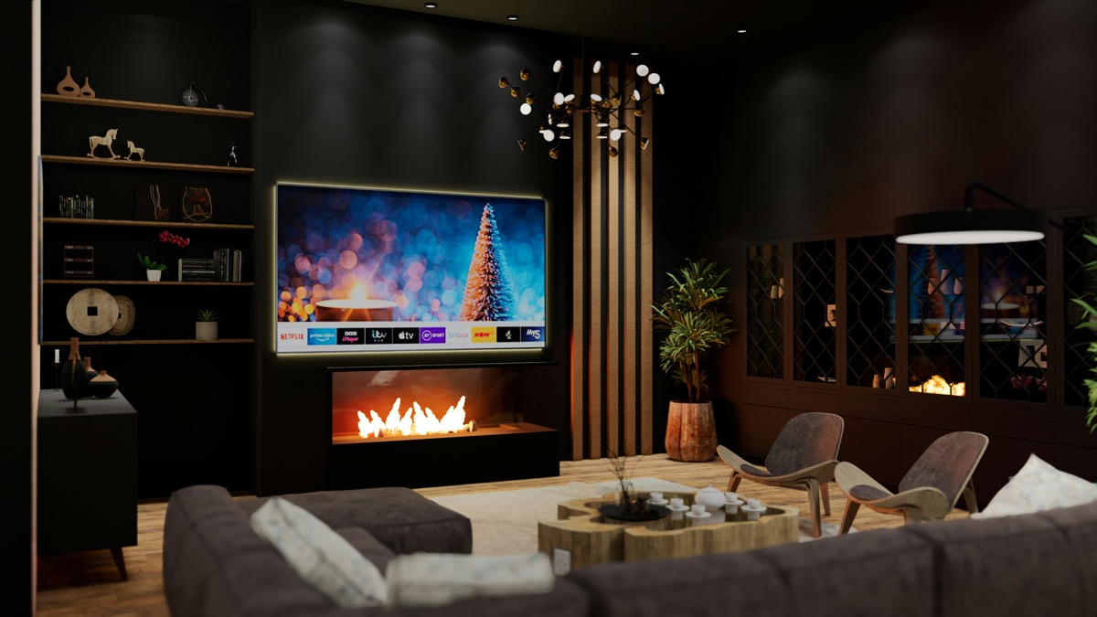 A cosy living room set up for streaming