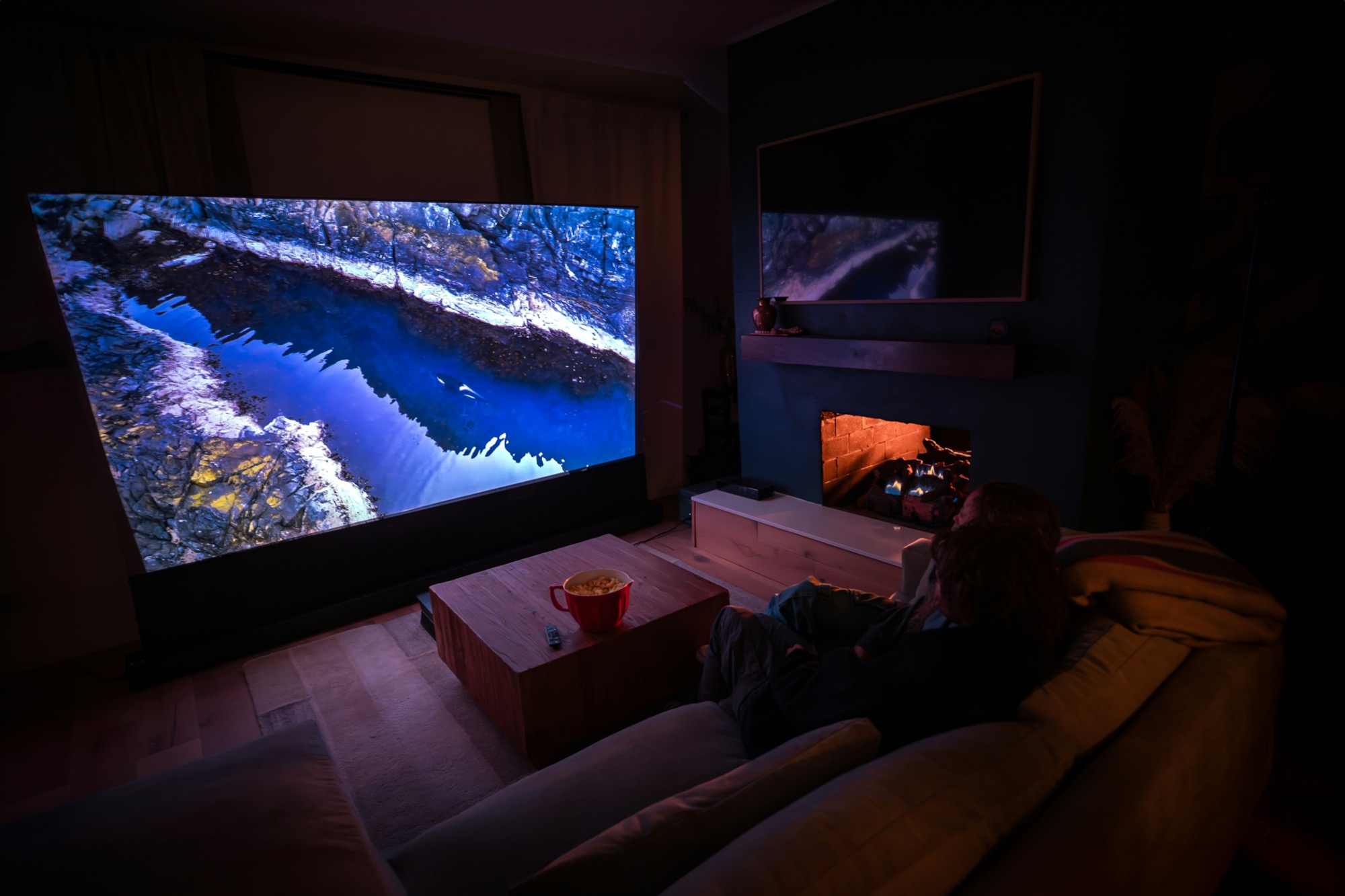 A cinematic home entertainment setup